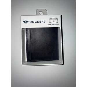 Dockers Leather Bifold Wallet Black Mens Genuine Leather Slim Card Holder NEW‎